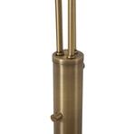 Rancho Mirage 87" 3-Light Arc Lamp // Dimmer Switch // Weathered Brass + Matte Black/Gold Leaf Shade