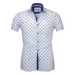 Jackson Short Sleeve Button Up Shirt // White + Blue Floral (S)