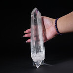Genuine Lemurian Quartz Crystal with Acrylic Display Stand