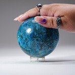Genuine Polished Blue Apatite Sphere with Acrylic Display Stand