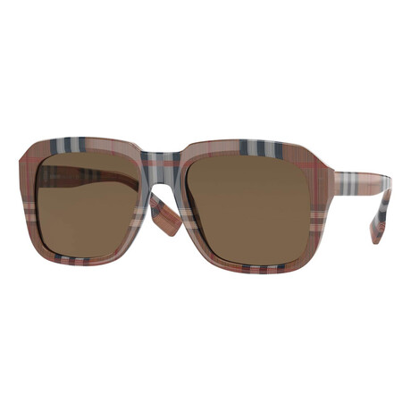 Men's Fashion BE4350-396773-55 Sunglasses // Brown Check + Dark Brown