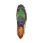 Perforated Derby Shoe // Navy + Green (Euro: 45)