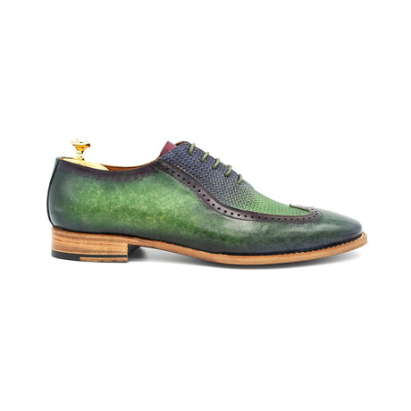 Perforated Derby Shoe // Navy + Green (Euro: 40)