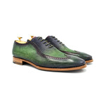 Perforated Derby Shoe // Navy + Green (Euro: 46)