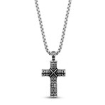 Detailed Cross Cremation Pendant  // Silver // 24"