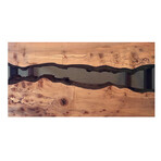 River Series Coffee Table // Spalted Maple + Black Walnut + Grey Glass