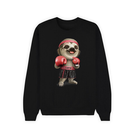 Sloth Boxing Sweatshirt // Black (X-Small)
