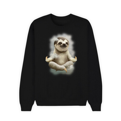 Sloth Meditate Sweatshirt // Black (X-Small)