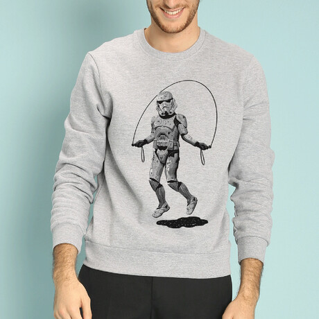 Stormtrooper Skipping Sweatshirt // Gray (X-Small)