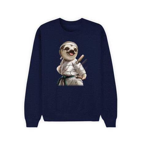 Karate Sloth Sweatshirt // Navy (X-Small)