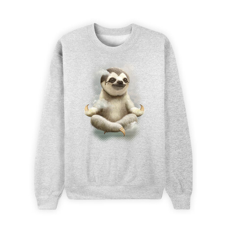 Sloth Meditate Sweatshirt // Gray (X-Small)