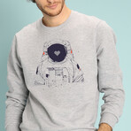 Astronaut Love Sweatshirt // Gray (X-Small)