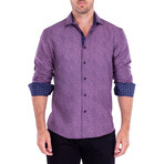 Stained Glass Long Sleeve Button Up Shirt // Purple + Pink (S)