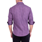 Stained Glass Long Sleeve Button Up Shirt // Purple + Pink (XS)