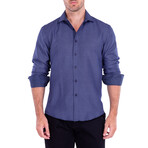 Worldly Long Sleeve Button Up Shirt // Navy (3XL)