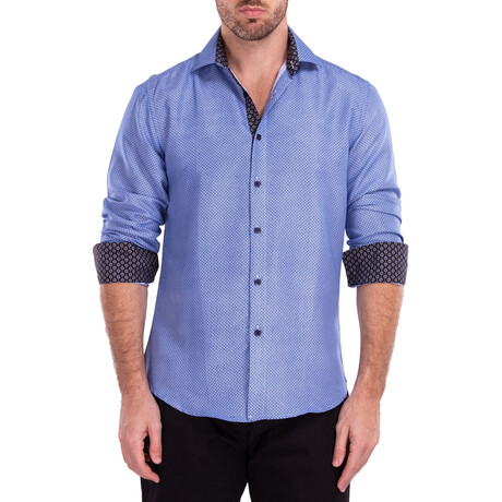 Casablanca Long Sleeve Button Up Shirt // White + Navy (XS)