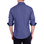 Worldly Long Sleeve Button Up Shirt // Navy (XL)