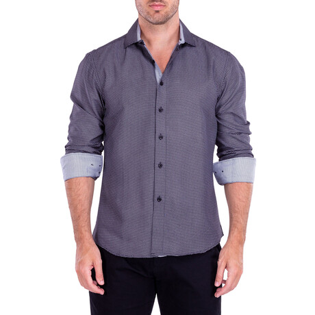 Wavy Baby Long Sleeve Button Up Shirt // Black (XS)