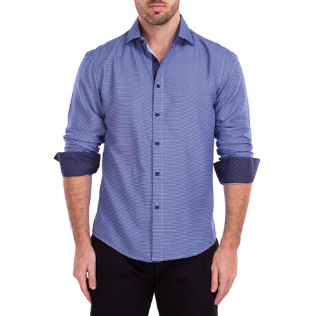 Carats Long Sleeve Button Up Shirt // Navy (XS)