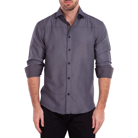 Carats Long Sleeve Button Up Shirt // Black (XS)