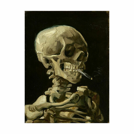 Head of a Skeleton with a Burning Cigarette by Vincent Van Gogh (15"H x 18"W x 2"D)