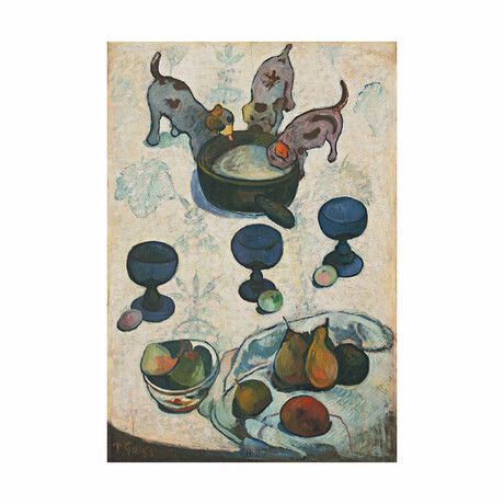 Still Life with Three Puppies (1888) by Eugène Gauguin (15"H x 18"W x 2"D)