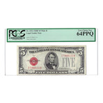 1928-F $5 Small Size Legal Tender Note // PCGS Certified Choice Uncirculated 64 PPQ