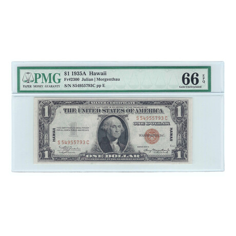 1935A $1 WWII Emergency Issue Hawaii Note // PMG Certified Gem Uncirculated 66EPQ