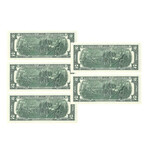 2013 $2 Federal Reserve Note // Sequential Set of 5 Star Notes // Choice Crisp Uncirculated // Deluxe Collector's Pouch