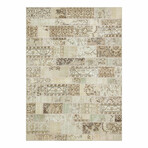 Real Hand Woven Floral Pattern Patchwork Rug // Beige // 5.5' x 7.8'