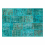 Patchwork Hand Woven Rug // Turquoise // 4' x 6'