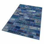 Patchwork Hand Woven Rug // Blue // 4' x 6'
