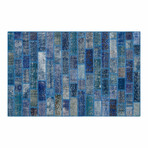 Patchwork Hand Woven Rug // Blue // 4' x 6'