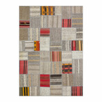 Patchwork Hand Woven Rug // Gray // 5.5' x 7.8'