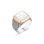 Sterling Silver + Plain White Onyx Stone Ring (10)