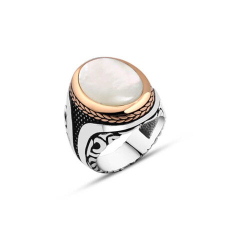 Sterling Silver + Mother of Pearl Ring (10)
