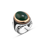 Sterling Silver + Green Agate Stone Ring (9)