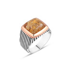 Sterling Silver + Synthetic Amber Ring (12)