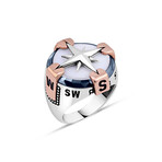 Sterling Silver + White Onyx Stone Compass Ring (11)