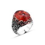 Sterling Silver + Synthetic Amber Ring (12)