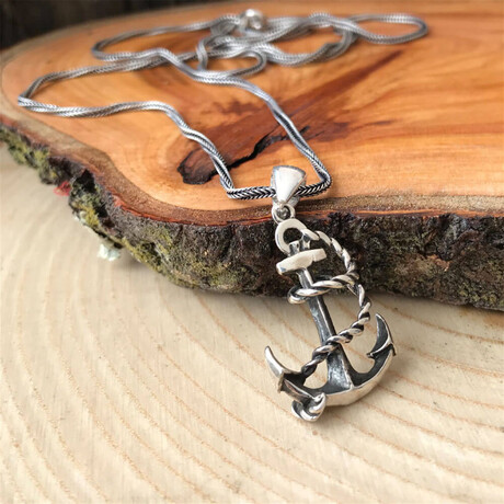 Sterling Silver Capa Anchor Necklace // 21.65"