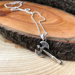 Sterling Silver Balta Axe Pendant + Beaded Chain Necklace // 21.65"