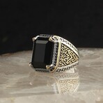 Black Onyx Ring // Style 1 // Black + Silver (6)