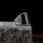 Curved Onyx Ring // Black + Silver (8)
