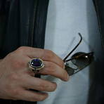 Amethyst Ring with Double Headed Eagle // Purple + Silver + Black (9)