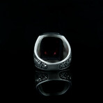 Unique Garnet Ring // Red + Silver (5.5)