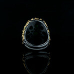 Statement Ring with Raw Emerald // Green + Gold + Black (7)