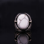 White Turquoise Eagle Ring // White + Silver (5.5)