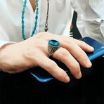 Blue Topaz Ring // Style 1 // Blue + Silver (6.5)
