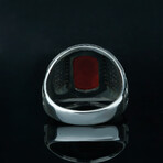 Red Cubic Zirconia Ring // Red + Silver (7)